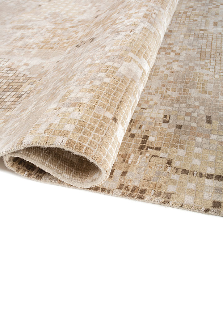 hidden by kavi ivory wool and bamboo silk hand knotted Rug - FoldShot